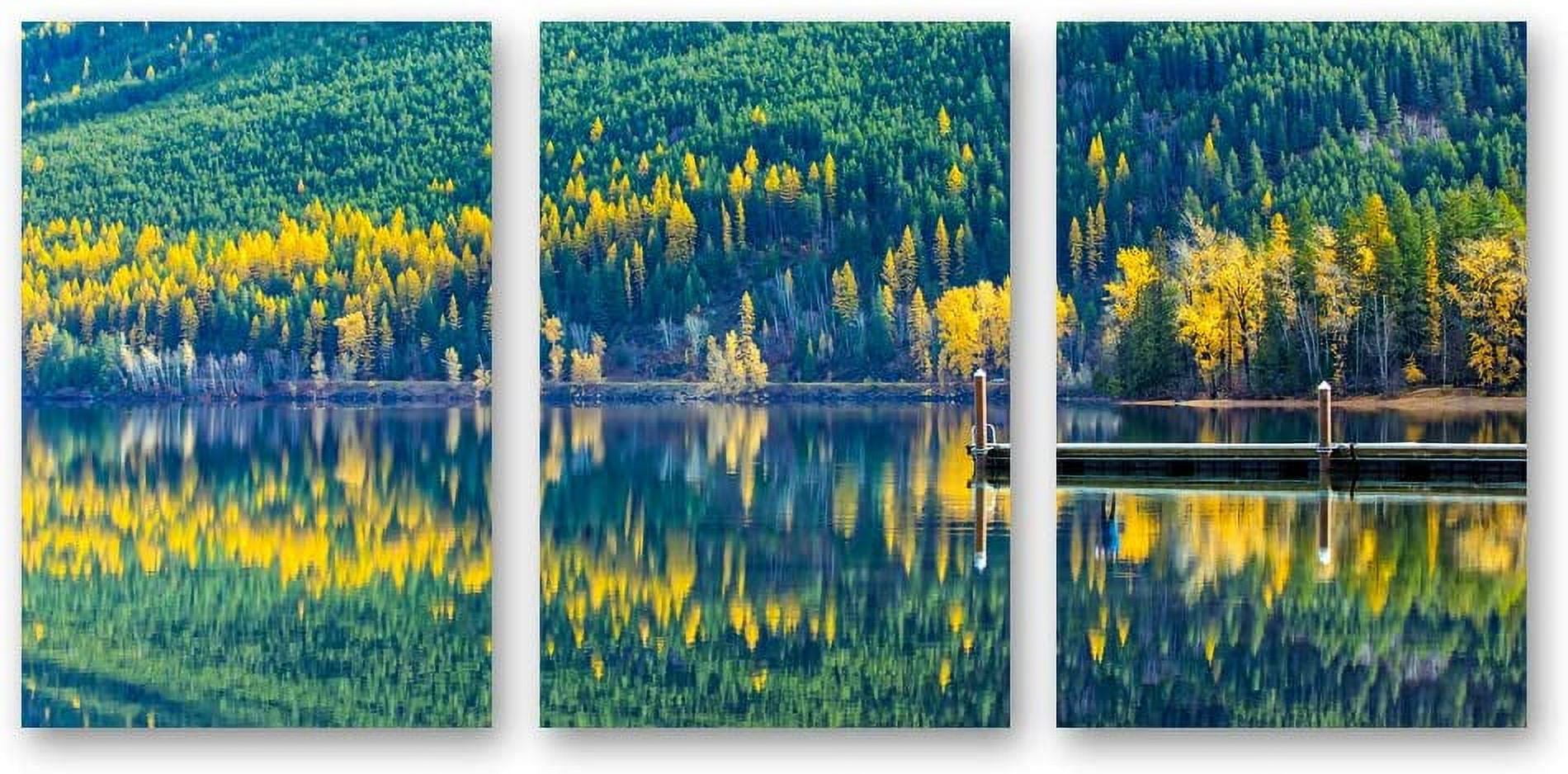 IDEA4WALL 3 Piece Landscape Canvas Prints Wall Art Green Forest ...