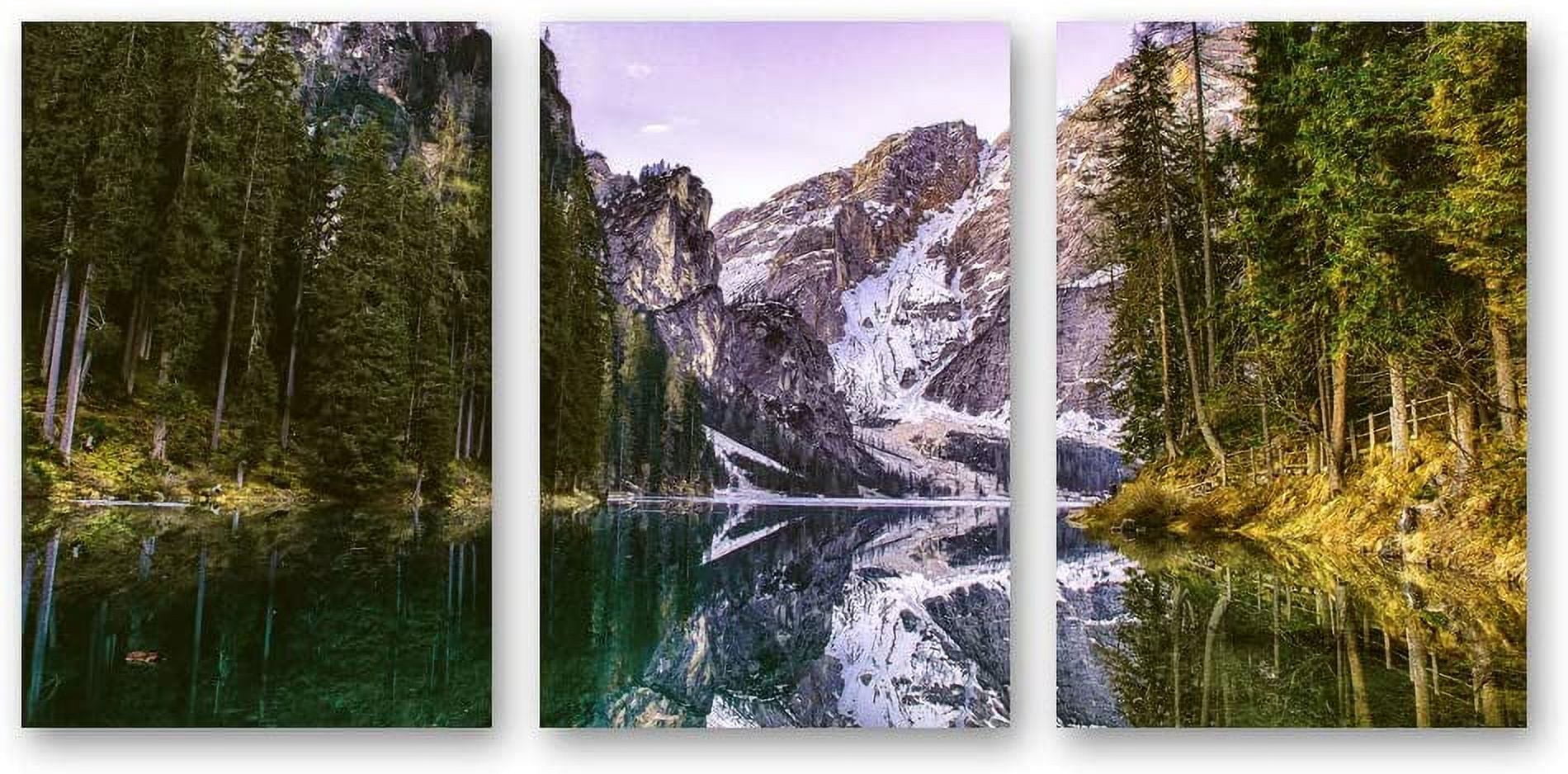 IDEA4WALL 3 Piece Landscape Canvas Prints Wall Art Green Forest ...