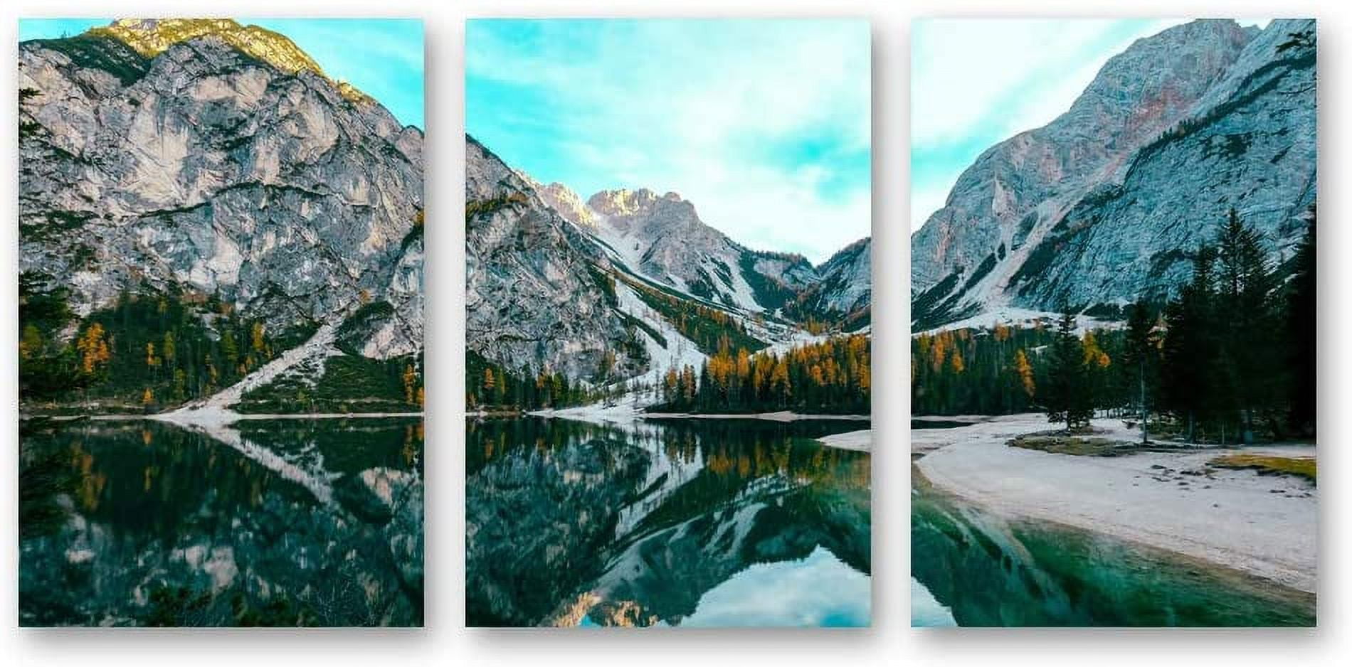IDEA4WALL 3 Piece Landscape Canvas Prints Wall Art Green Forest ...