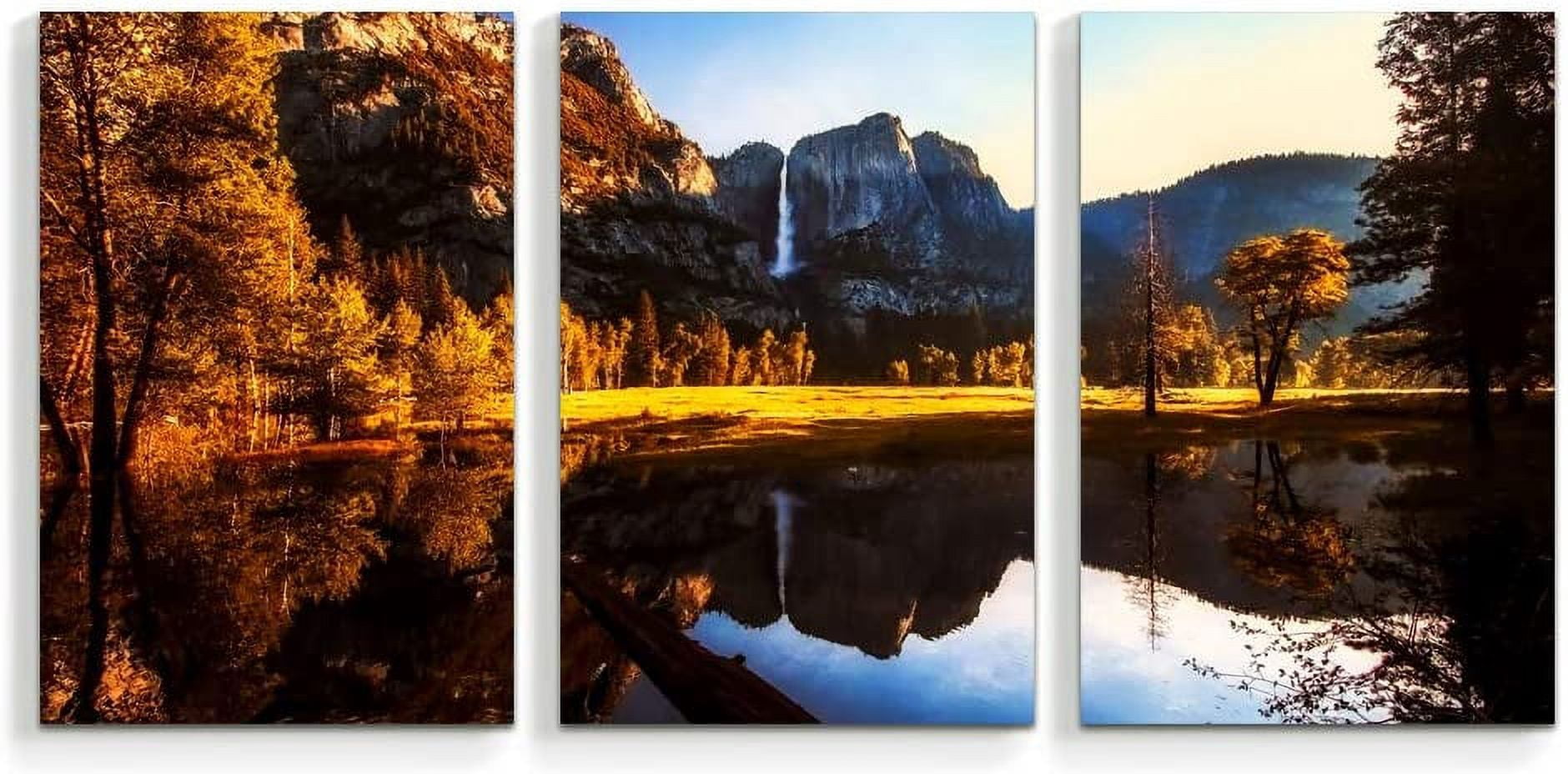 IDEA4WALL 3 Piece Nature Canvas Wall Art Lake in Forest Canvas Prints ...