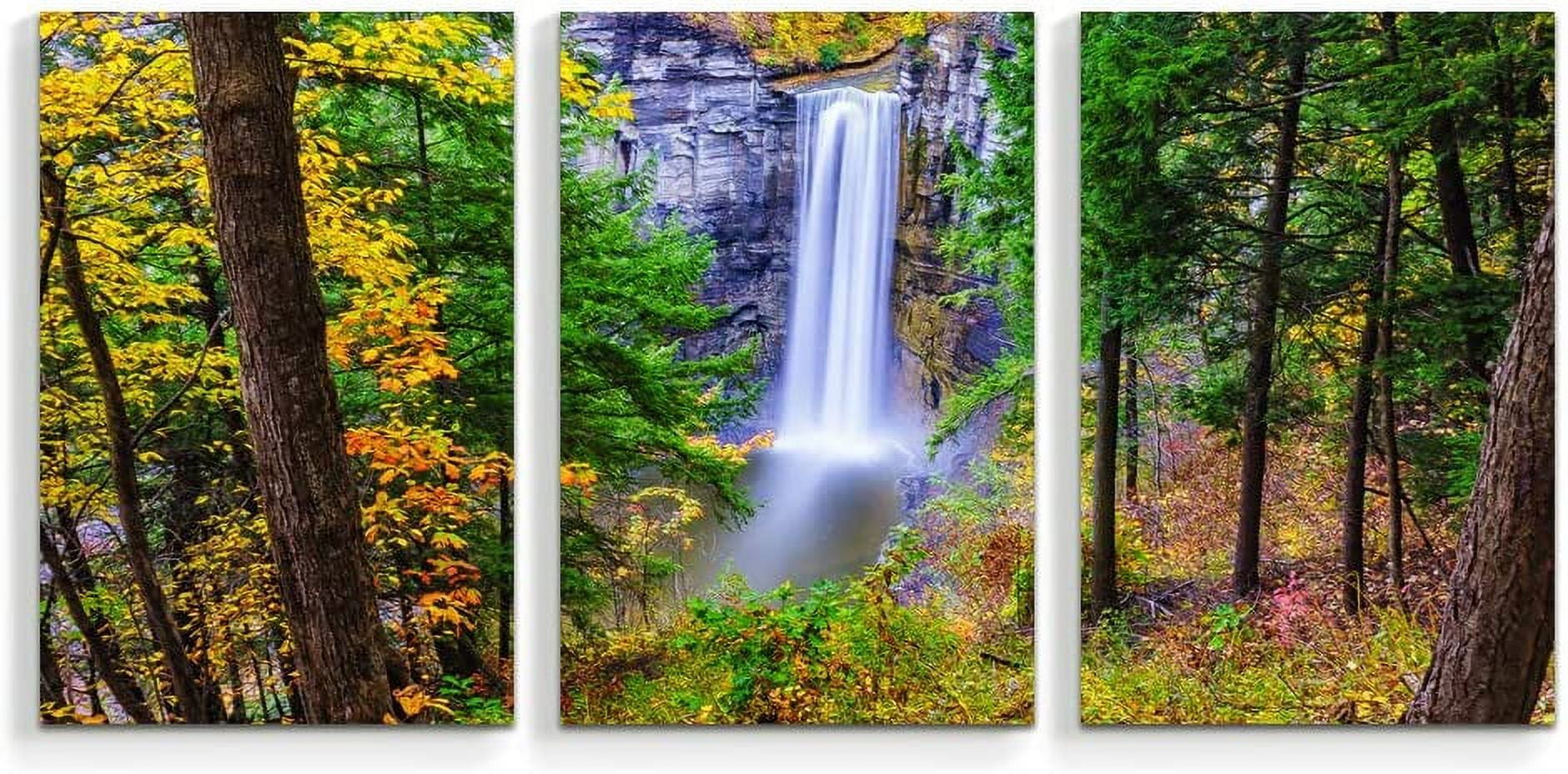 IDEA4WALL 3 Piece Nature Canvas Wall Art Waterfall in Forest Canvas ...