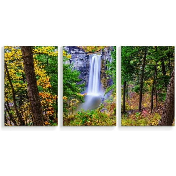 IDEA4WALL 3 Piece Nature Canvas Wall Art Waterfall in Forest Canvas Prints Modern Home Wall Decor, 24"x36"