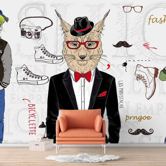 IDEA4WALL 4pcs Abstract Banksy Street Art Peel and Stick Wallpaper Removable Wall Murals Large Wall Stickers for Home Decoration, 66"x24"