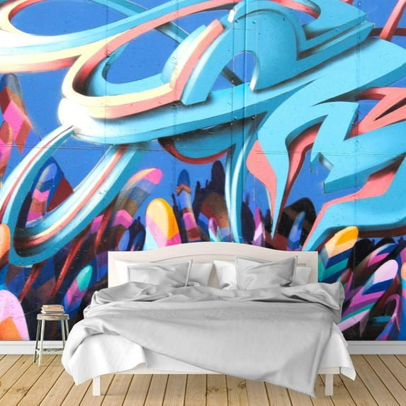 IDEA4WALL 4pcs Banksy Street Art Peel and Stick Wallpaper Removable Wall Murals Large Wall Stickers for Home Decoration, 66"x24"