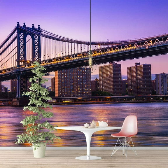 IDEA4WALL 4pcs Brooklyn Bridge Peel and Stick Wallpaper Removable Wall Murals Large Wall Stickers for Home Decoration, 66"x24"