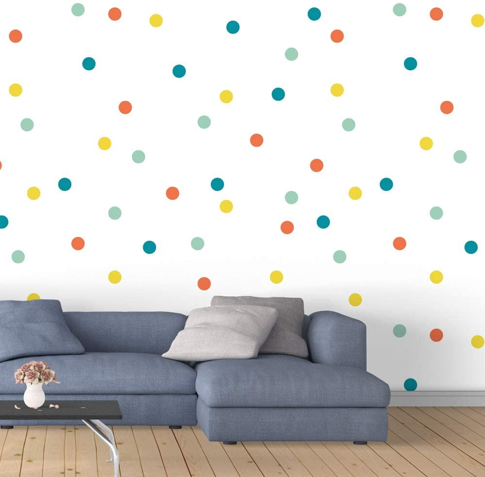 IDEA4WALL 4pcs Colorful Dots Peel and Stick Wallpaper Removable Wall Murals Large Wall Stickers for Home Decoration, 66"x24"