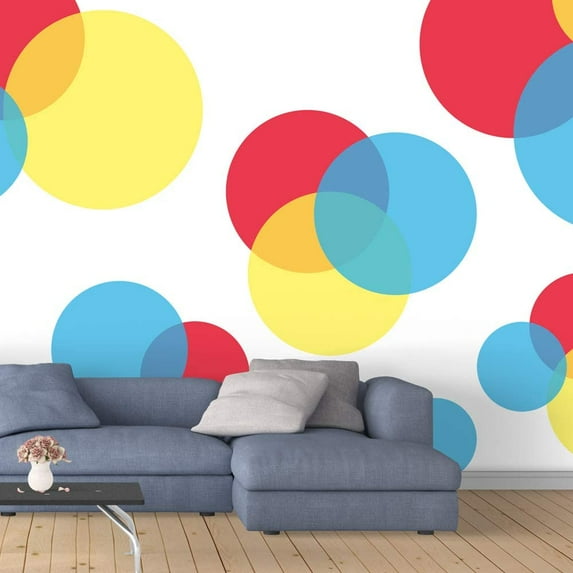 IDEA4WALL 4pcs Colorful Dots Peel and Stick Wallpaper Removable Wall Murals Large Wall Stickers for Home Decoration, 66"x24"