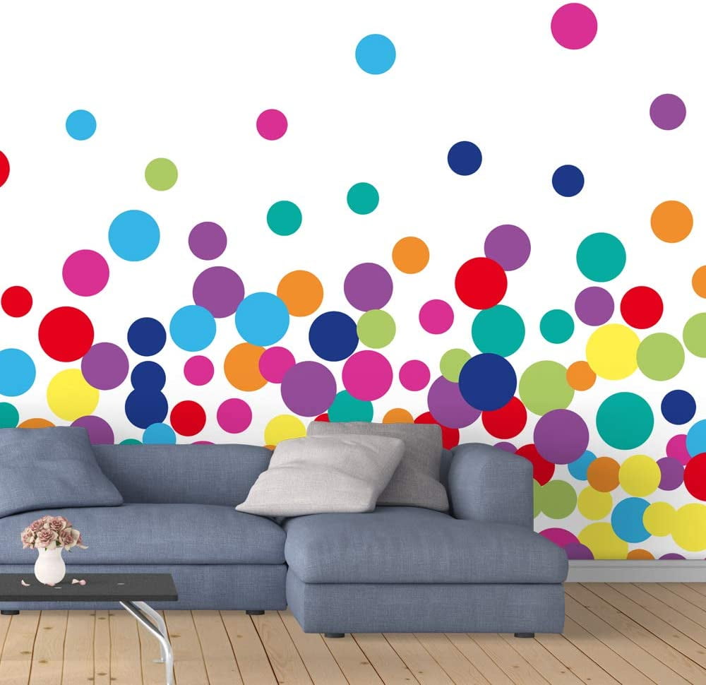 IDEA4WALL 4pcs Colorful Dots Peel and Stick Wallpaper Removable Wall Murals Large Wall Stickers for Home Decoration, 66"x24"