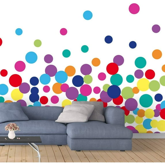 IDEA4WALL 4pcs Colorful Dots Peel and Stick Wallpaper Removable Wall Murals Large Wall Stickers for Home Decoration, 66"x24"