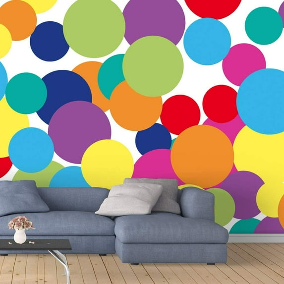 IDEA4WALL 4pcs Colorful Dots Peel and Stick Wallpaper Removable Wall Murals Large Wall Stickers for Home Decoration, 66"x24"