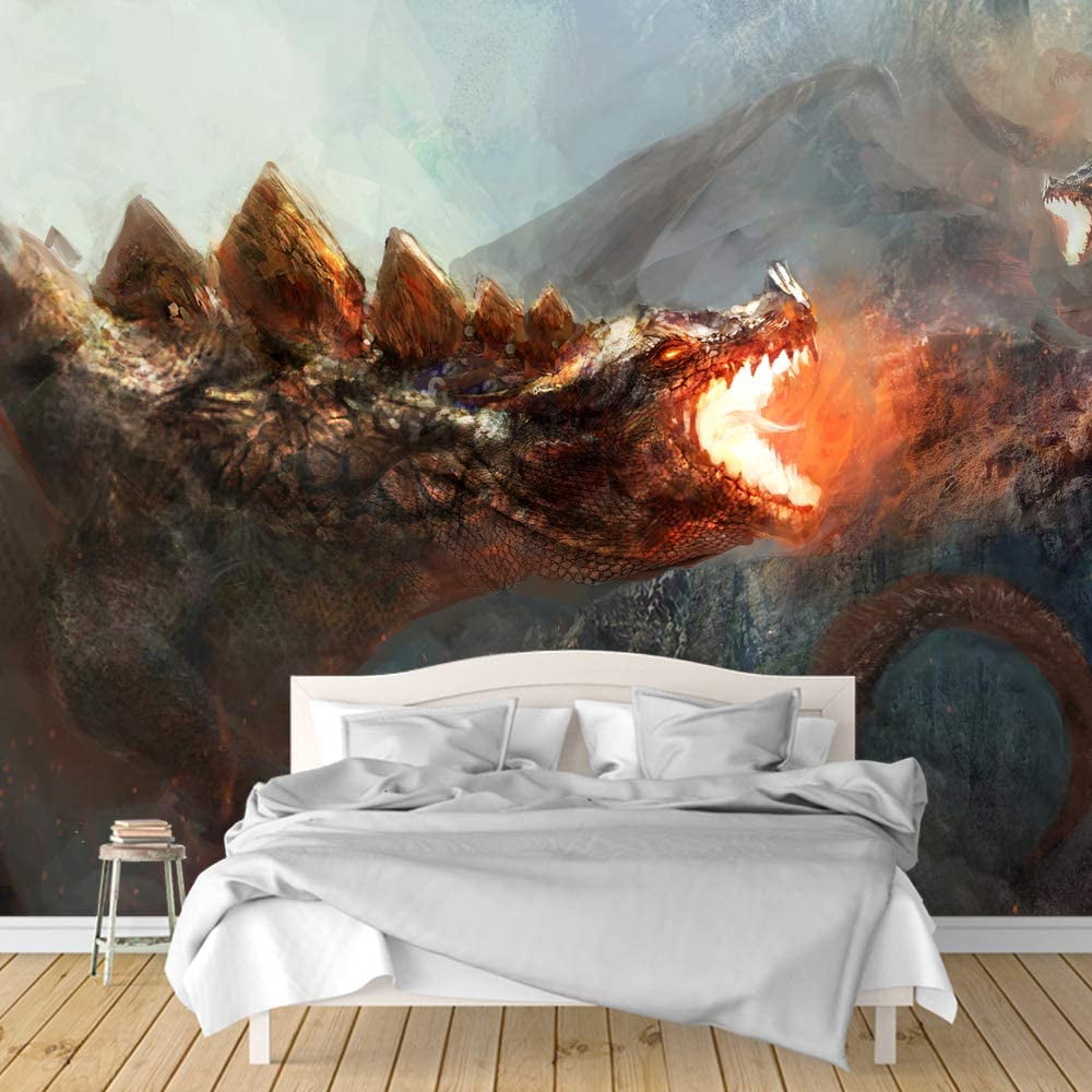 IDEA4WALL 4pcs Dark Evil Dragon Peel and Stick Wallpaper Removable Wall ...