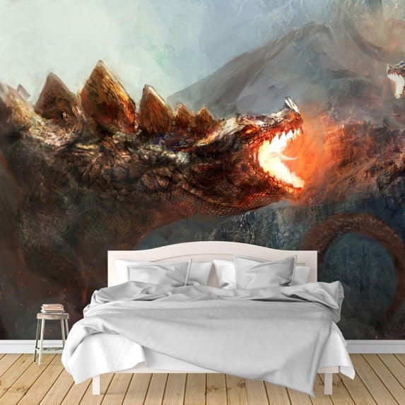 IDEA4WALL 4pcs Dark Evil Dragon Peel and Stick Wallpaper Removable Wall ...