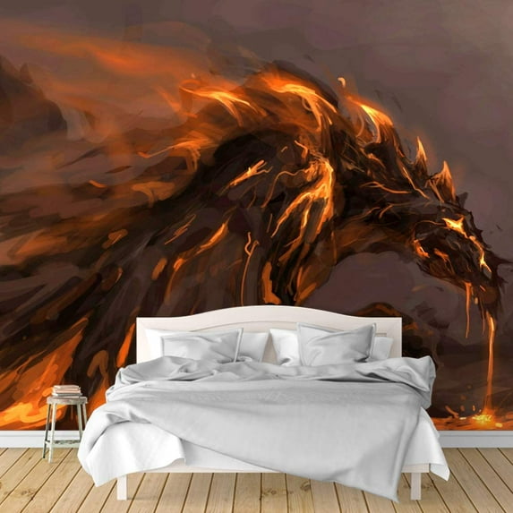 IDEA4WALL 4pcs Dark Evil Dragon Peel and Stick Wallpaper Removable Wall Murals Large Wall Stickers for Home Decoration, 66"x24"