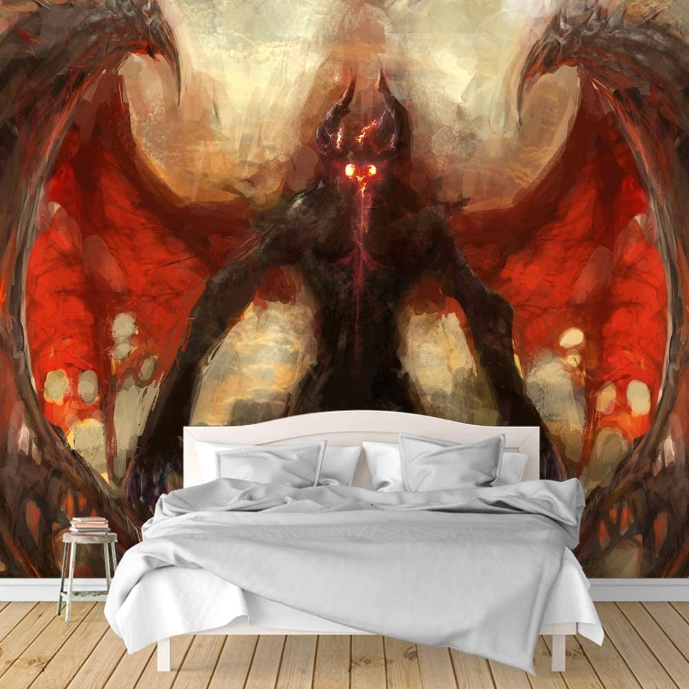 IDEA4WALL 4pcs Dark Evil Dragon Peel and Stick Wallpaper Removable Wall ...