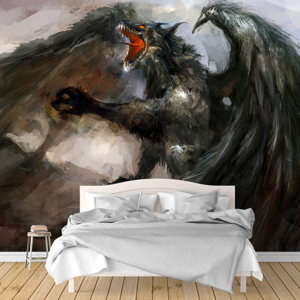 IDEA4WALL 4pcs Dark Evil Dragon Peel and Stick Wallpaper Removable Wall ...