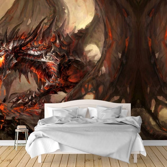 IDEA4WALL 4pcs Dark Evil Dragon Peel and Stick Wallpaper Removable Wall Murals Large Wall Stickers for Home Decoration, 66"x24"
