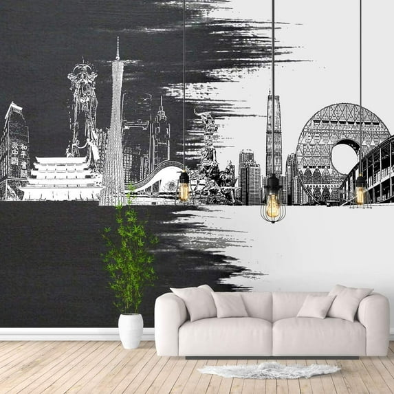 IDEA4WALL 4pcs Floral Peel and Stick Wallpaper Removable Wall Murals Large Wall Stickers for Home Decoration, 66"x24"