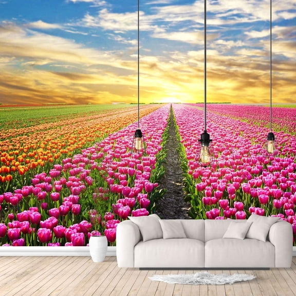 IDEA4WALL 4pcs Floral Peel and Stick Wallpaper Removable Wall Murals Large Wall Stickers for Home Decoration, 66"x24"