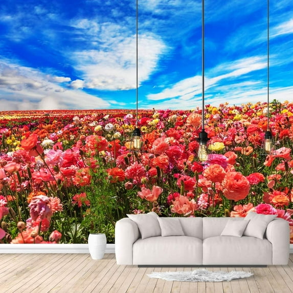 IDEA4WALL 4pcs Floral Peel and Stick Wallpaper Removable Wall Murals Large Wall Stickers for Home Decoration, 66"x24"