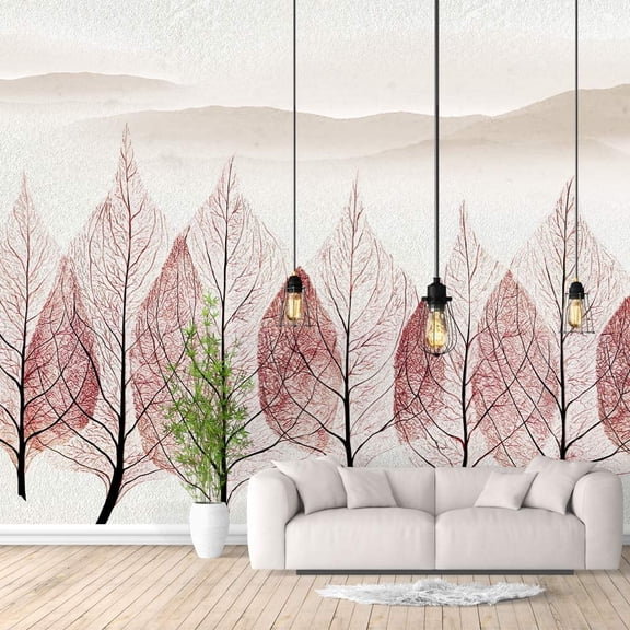 IDEA4WALL 4pcs Floral Peel and Stick Wallpaper Removable Wall Murals Large Wall Stickers for Home Decoration, 66"x24"