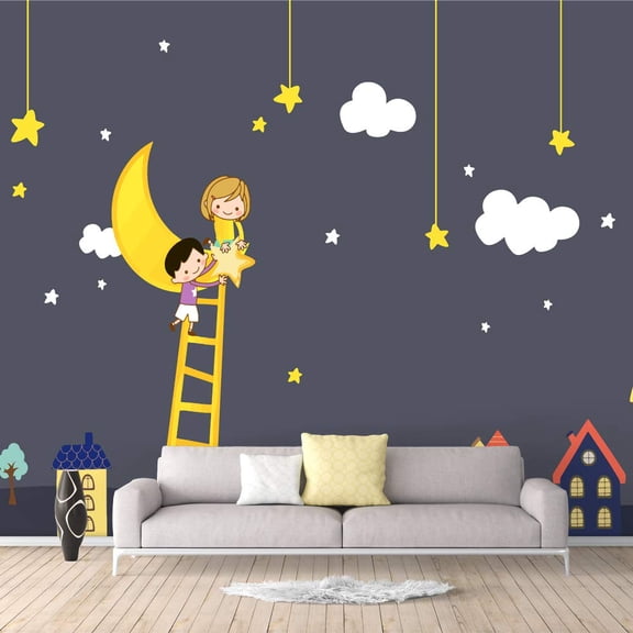 IDEA4WALL 4pcs Minimalist Illustration Peel and Stick Wallpaper Removable Wall Murals Large Wall Stickers for Home Decoration, 66"x24"