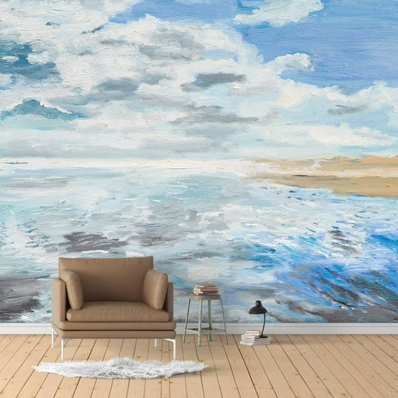 IDEA4WALL 4pcs Oil Painting Peel and Stick Wallpaper Removable Wall Murals Large Wall Stickers for Home Decoration, 66"x24"