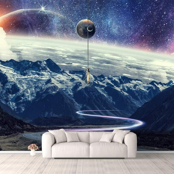 IDEA4WALL 4pcs Outer Space Peel and Stick Wallpaper Removable Wall Murals Large Wall Stickers for Home Decoration, 66"x24"