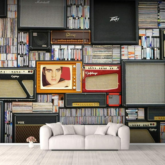 IDEA4WALL 4pcs Retro Poster Collage Peel and Stick Wallpaper Removable Wall Murals Large Wall Stickers for Home Decoration, 66"x24"