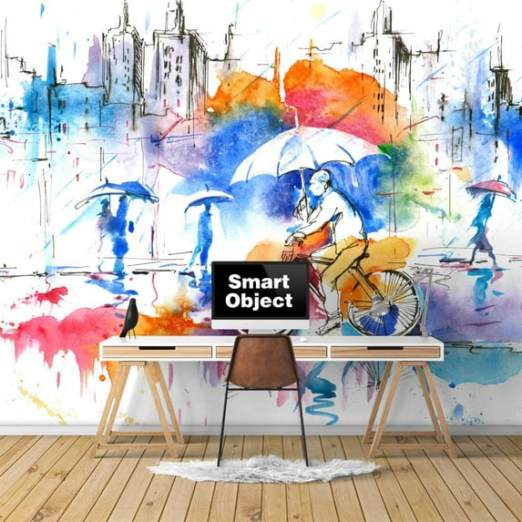 IDEA4WALL 4pcs Retro Style Peel and Stick Wallpaper Removable Wall Murals Large Wall Stickers for Home Decoration, 66"x24"