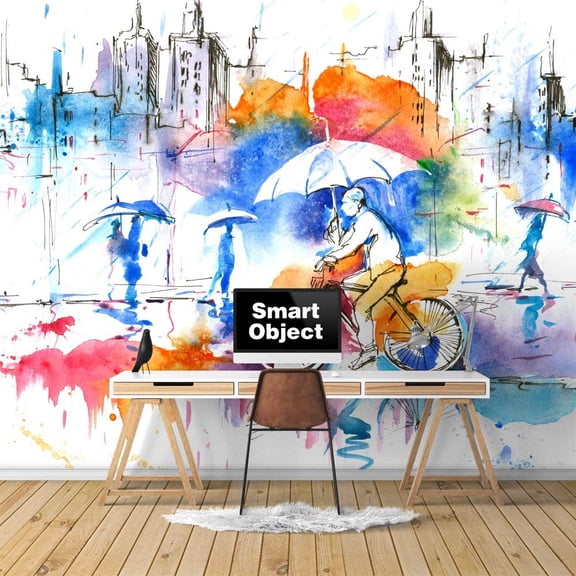 IDEA4WALL 4pcs Retro Style Peel and Stick Wallpaper Removable Wall Murals Large Wall Stickers for Home Decoration, 66"x24"