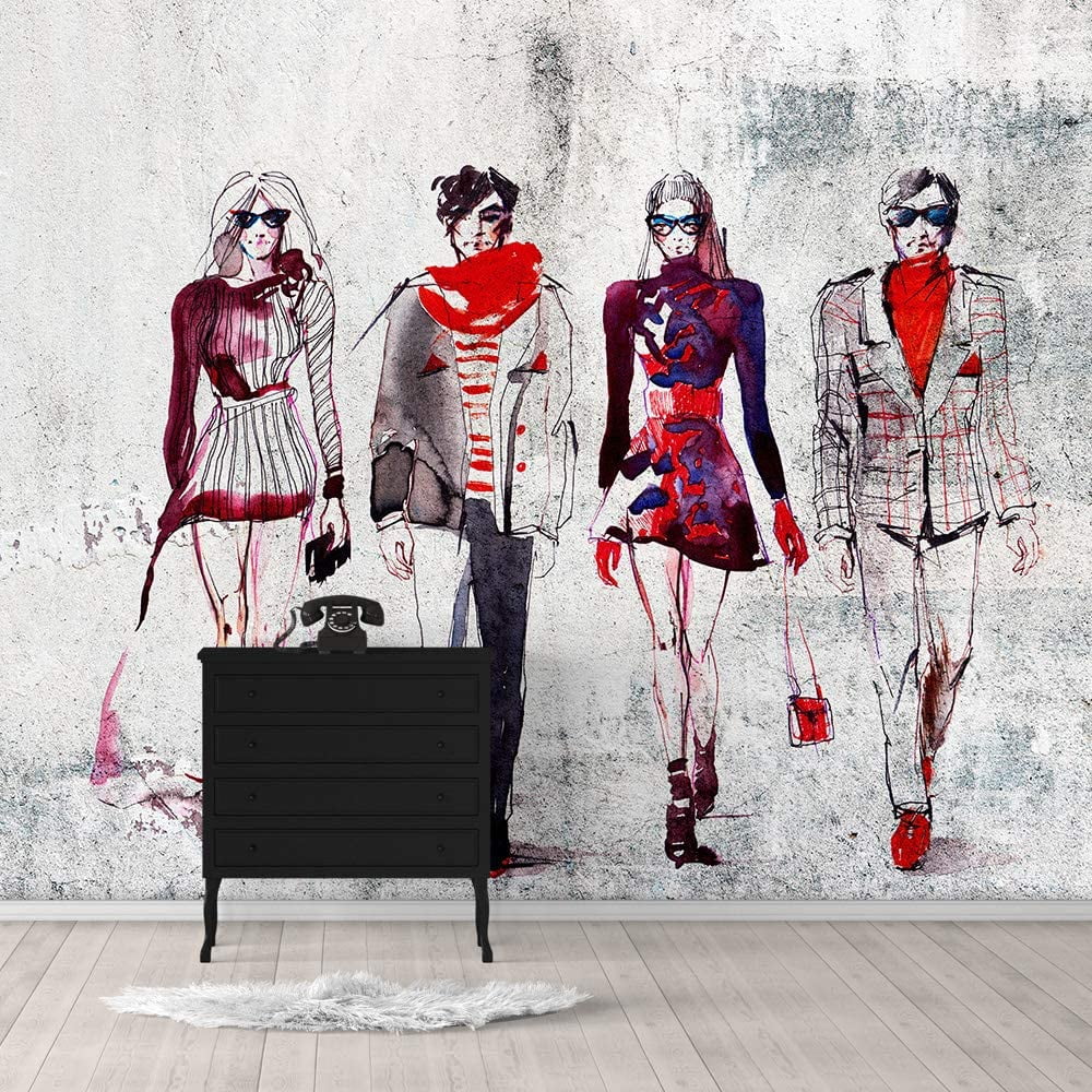 IDEA4WALL 4pcs Street Graffiti Peel and Stick Wallpaper Removable Wall Murals Large Wall Stickers for Home Decoration, 66"x24"
