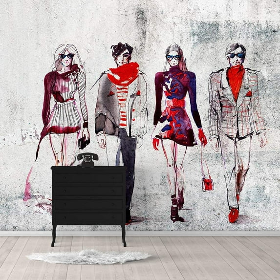 IDEA4WALL 4pcs Street Graffiti Peel and Stick Wallpaper Removable Wall Murals Large Wall Stickers for Home Decoration, 66"x24"