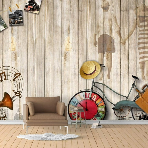 IDEA4WALL 4pcs Vintage Bar Theme Peel and Stick Wallpaper Removable Wall Murals Large Wall Stickers for Home Decoration, 66"x24"