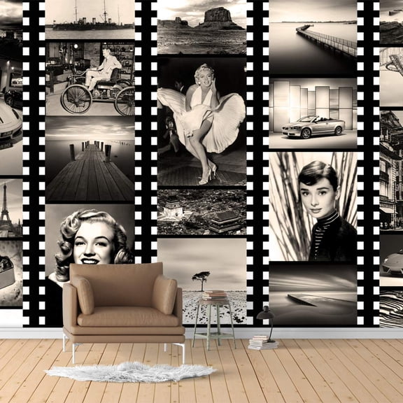 IDEA4WALL 4pcs Vintage Bar Theme Peel and Stick Wallpaper Removable Wall Murals Large Wall Stickers for Home Decoration, 66"x24"