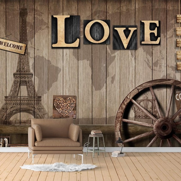 IDEA4WALL 4pcs Vintage Bar Theme Peel and Stick Wallpaper Removable Wall Murals Large Wall Stickers for Home Decoration, 66"x24"