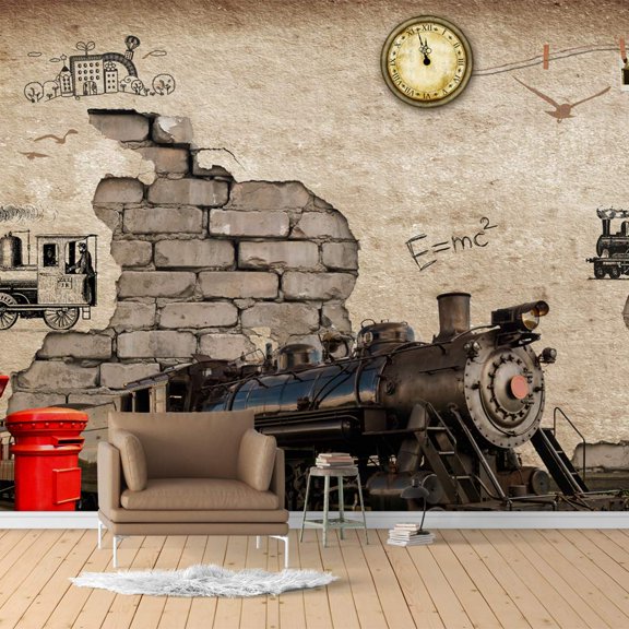 IDEA4WALL 4pcs Vintage Bar Theme Peel and Stick Wallpaper Removable Wall Murals Large Wall Stickers for Home Decoration, 66"x24"