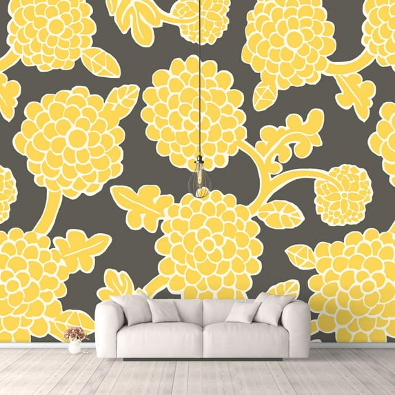 IDEA4WALL 4pcs Vintage Flowers Peel and Stick Wallpaper Removable Wall Murals Large Wall Stickers for Home Decoration, 66"x24"
