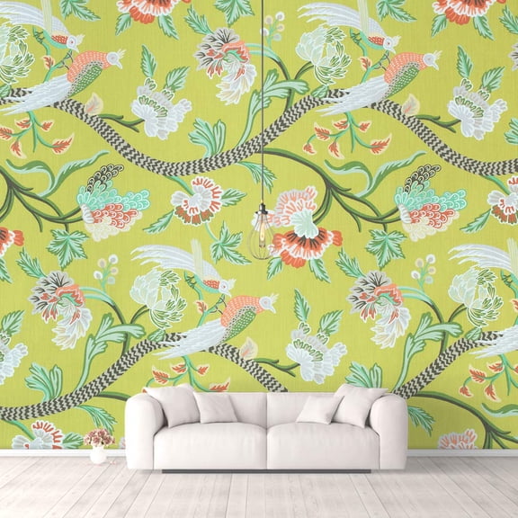 IDEA4WALL 4pcs Vintage Flowers Peel and Stick Wallpaper Removable Wall Murals Large Wall Stickers for Home Decoration, 66"x24"