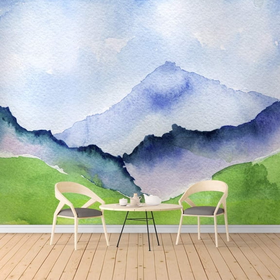 IDEA4WALL 4pcs Watercolor Painting Peel and Stick Wallpaper Removable Wall Murals Large Wall Stickers for Home Decoration, 66"x24"