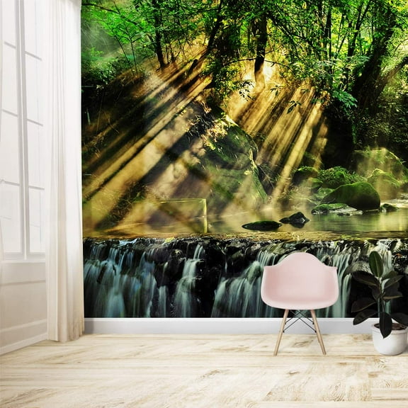 IDEA4WALL 4pcs Waterfall Peel and Stick Wallpaper Removable Wall Murals Large Wall Stickers for Home Decoration, 66"x24"