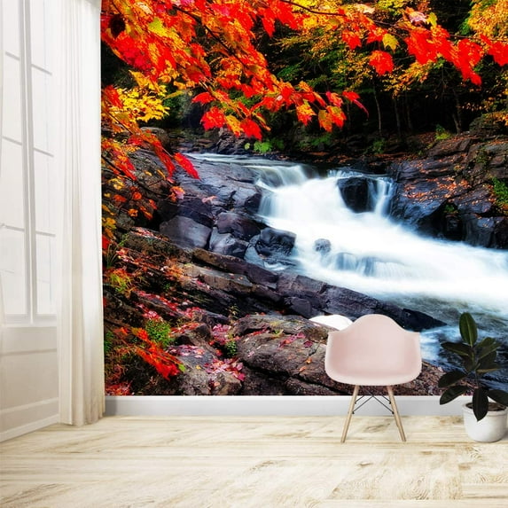 IDEA4WALL 4pcs Waterfall Peel and Stick Wallpaper Removable Wall Murals Large Wall Stickers for Home Decoration, 66"x24"