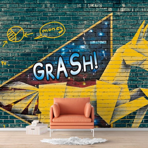 IDEA4WALL 6pcs Abstract Banksy Street Art Peel and Stick Wallpaper Removable Wall Murals Large Wall Stickers for Home Decoration, 100"x24"