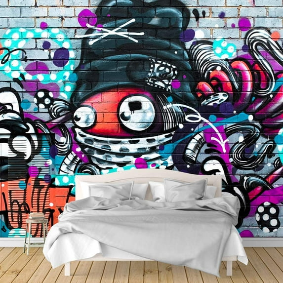 IDEA4WALL 6pcs Banksy Street Art Peel and Stick Wallpaper Removable Wall Murals Large Wall Stickers for Home Decoration, 100"x24"