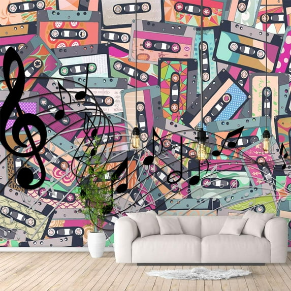 IDEA4WALL 6pcs Banksy Street Graffiti Peel and Stick Wallpaper Removable Wall Murals Large Wall Stickers for Home Decoration, 100"x24"