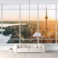 thumbnail image 1 of IDEA4WALL 6pcs City Landscape Peel and Stick Wallpaper Removable Wall Murals Large Wall Stickers for Home Decoration, 100"x24", 1 of 4