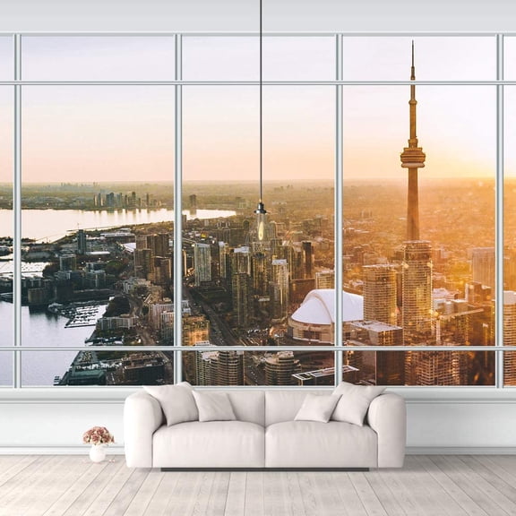 IDEA4WALL 6pcs City Landscape Peel and Stick Wallpaper Removable Wall Murals Large Wall Stickers for Home Decoration, 100"x24"