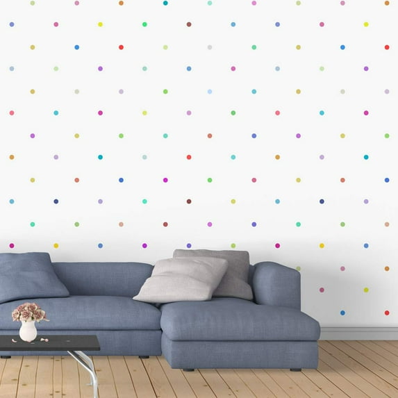 IDEA4WALL 6pcs Colorful Dots Peel and Stick Wallpaper Removable Wall Murals Large Wall Stickers for Home Decoration, 100"x24"