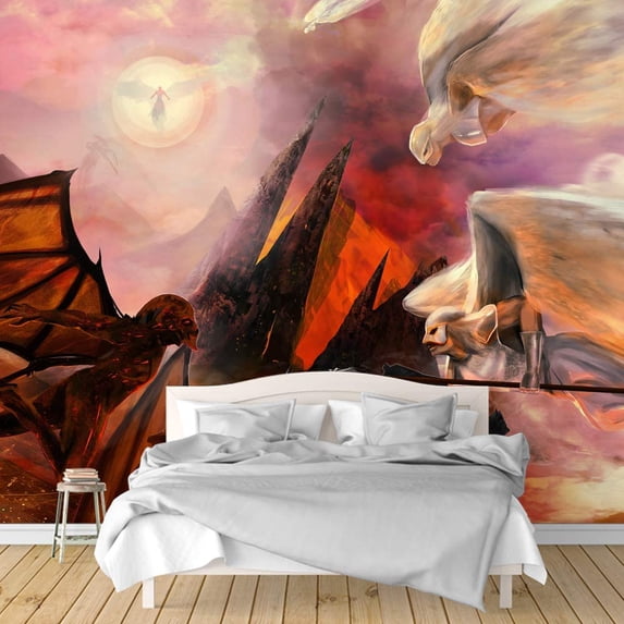 IDEA4WALL 6pcs Dark Evil Dragon Peel and Stick Wallpaper Removable Wall Murals Large Wall Stickers for Home Decoration, 100"x24"