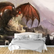 IDEA4WALL 6pcs Dark Evil Dragon Peel and Stick Wallpaper Removable Wall Murals Large Wall Stickers for Home Decoration, 100"x24"