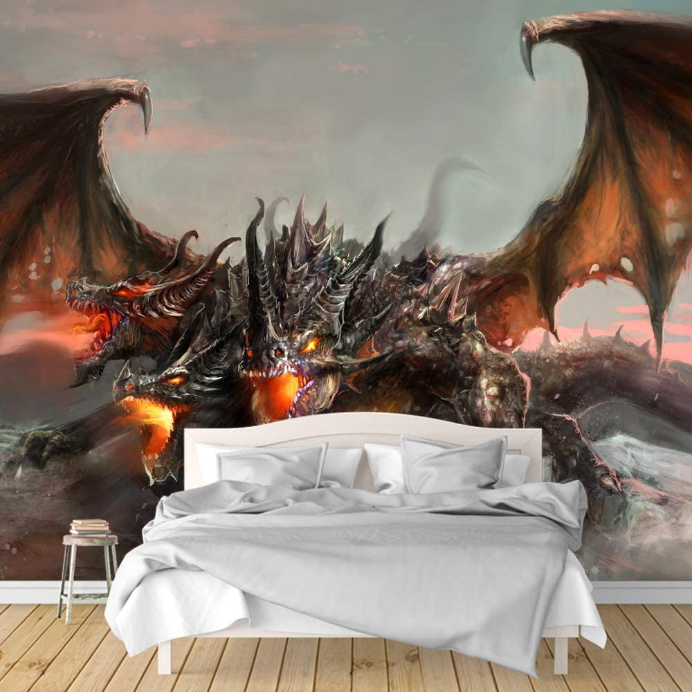 IDEA4WALL 6pcs Dark Evil Dragon Peel and Stick Wallpaper Removable Wall ...